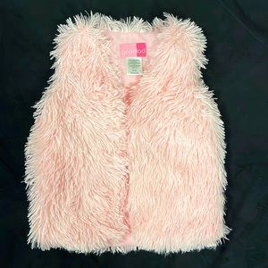 Pink Faux fur sleeveless little girl vest